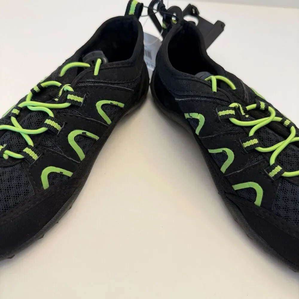 OP Boys Aqua Sock Water Shoes Black Neon Green Size M 13/1 Beach Pool